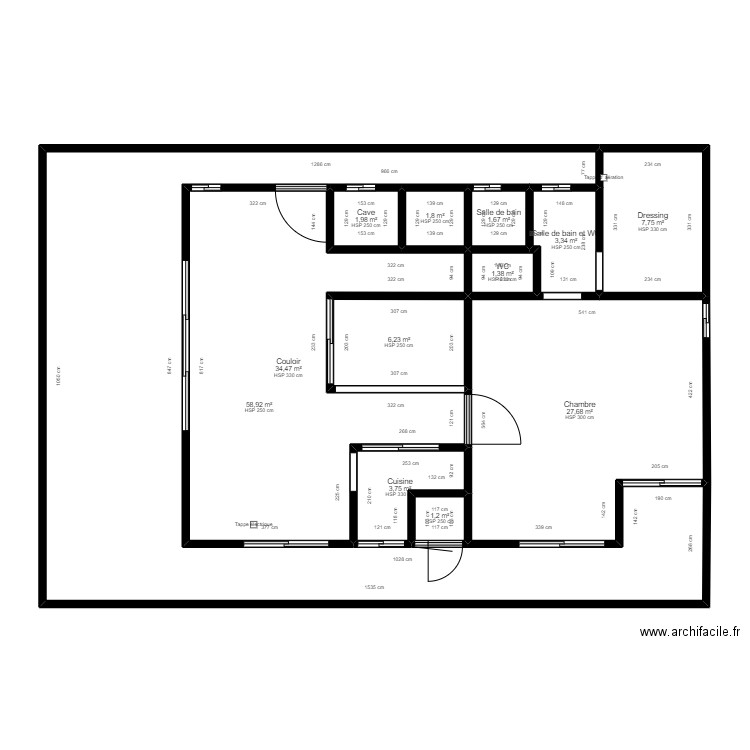 SUITE MODIFIEE. Plan de 12 pièces et 150 m2