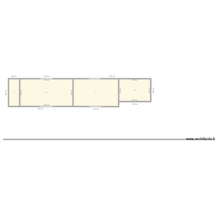 Grange. Plan de 4 pièces et 301 m2