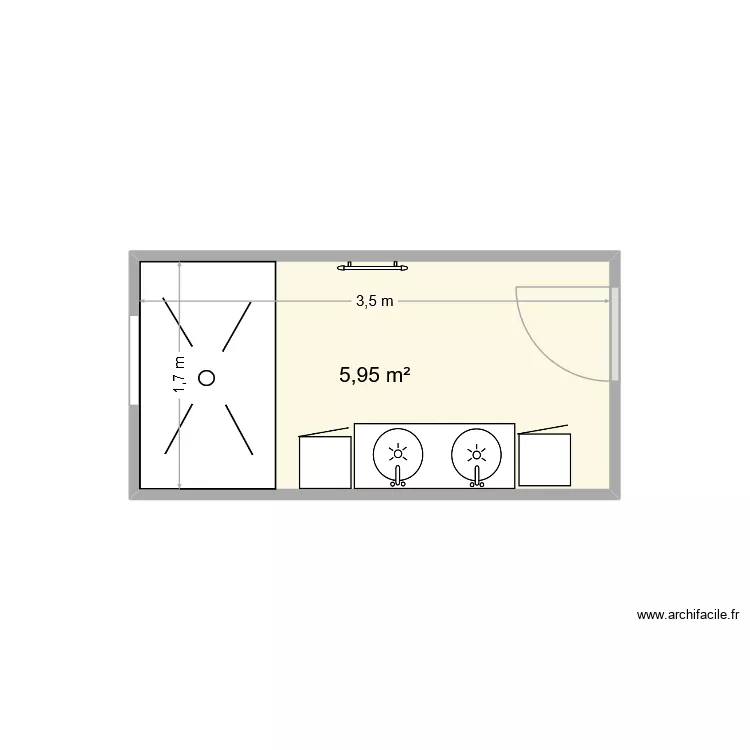 SDB. Plan de 1 et 6 m² SDB. Plan de 1 et 6 m²