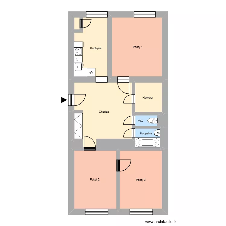 Marxova 368, byt 3. Plan de 17 pièces et 196 m²