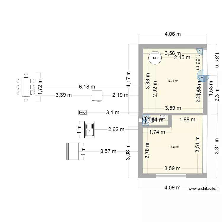 pool rioz. Plan de 3  et 26 m²