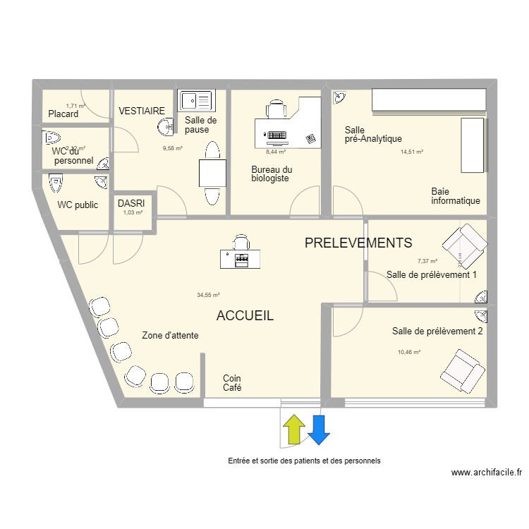 Plan Sainte Verge. Plan de 9 pièces et 90 m2