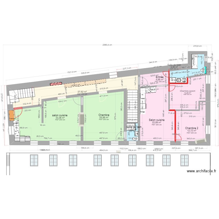 immeuble café de la poste 2 cossonay modif 2em. Plan de 9 pièces et 150 m2