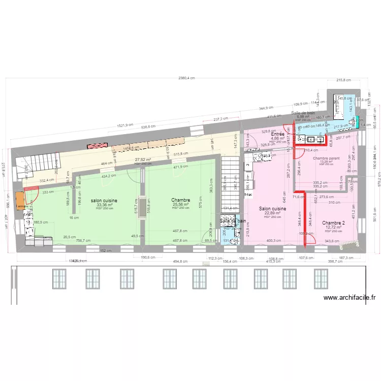 immeuble caf&eacute; de la poste 2 cossonay modif 2em. Plan de 