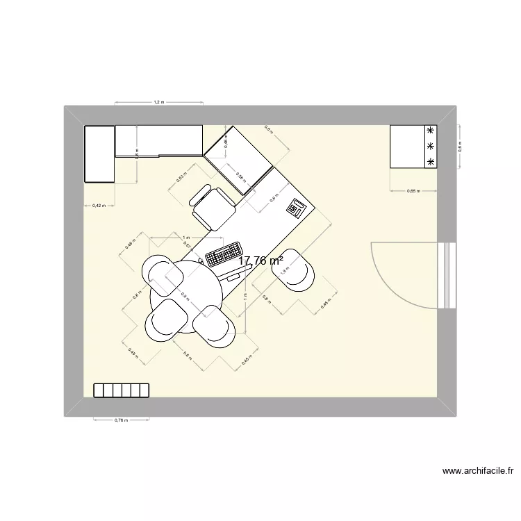 Bureau DDF. Plan de 1  et 18 m²