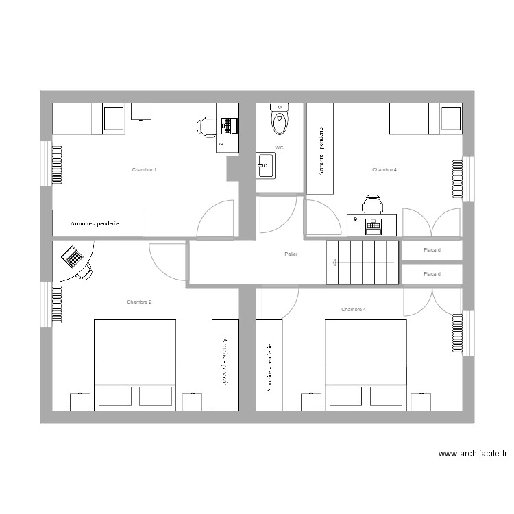 gauvin R1. Plan de 9 pièces et 57 m2