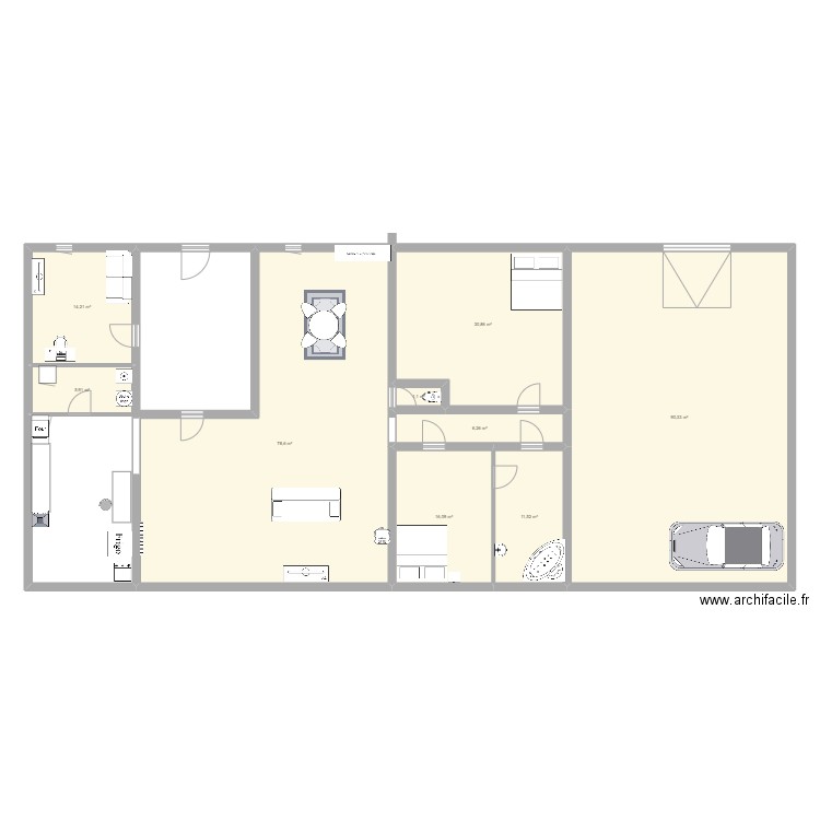 Plan de marius. Plan de 9 pièces et 255 m2