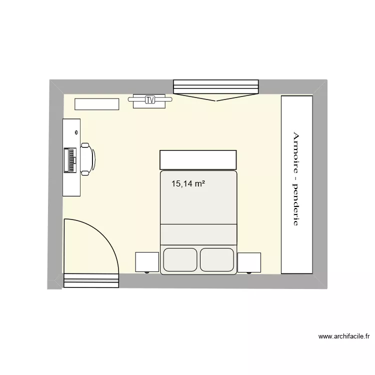 chambre parents. Plan de 1  et 15 m²