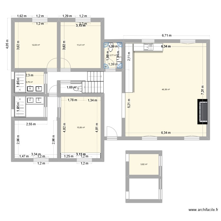 Modif Lib. Plan de 7 pièces et 95 m2