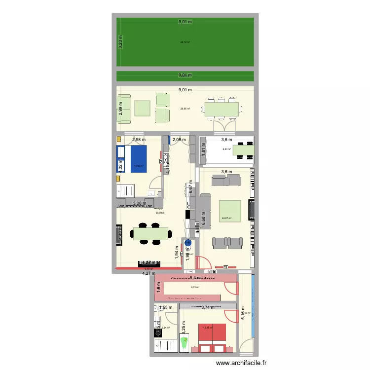 131 POMPE 17. Plan de 13  et 169 m²