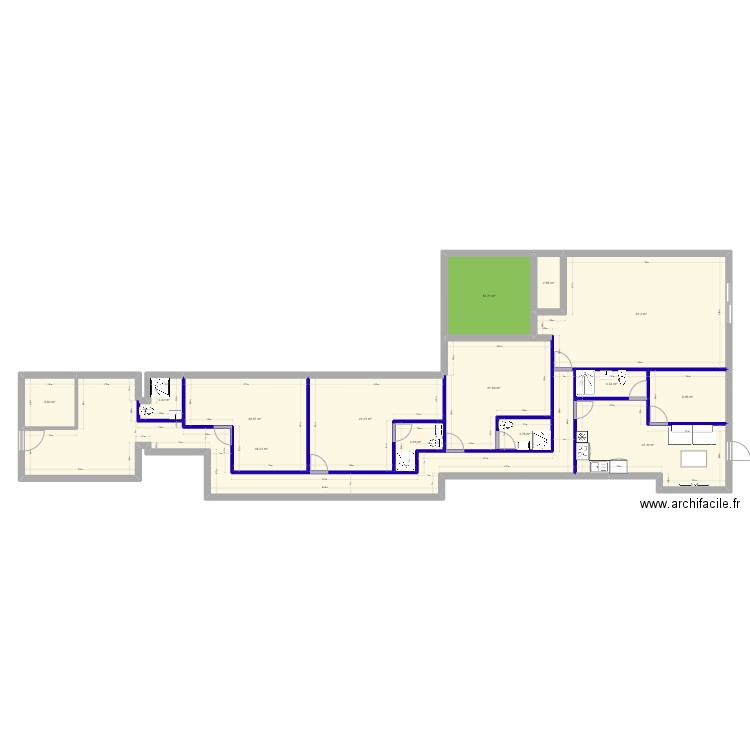 40 av de reims. Plan de 14 pièces et 223 m2