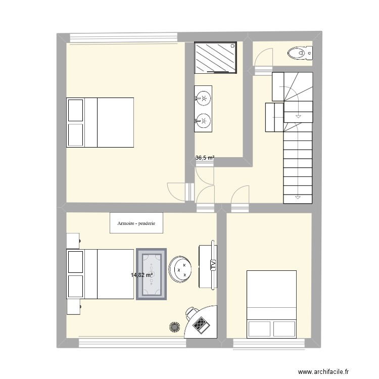 étage Hesdin l'abbé. Plan de 2 pièces et 51 m2