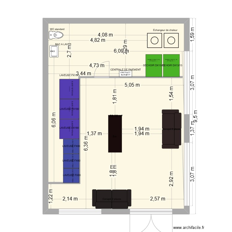 PRIMUS DAX. Plan de 1 pièce et 59 m2