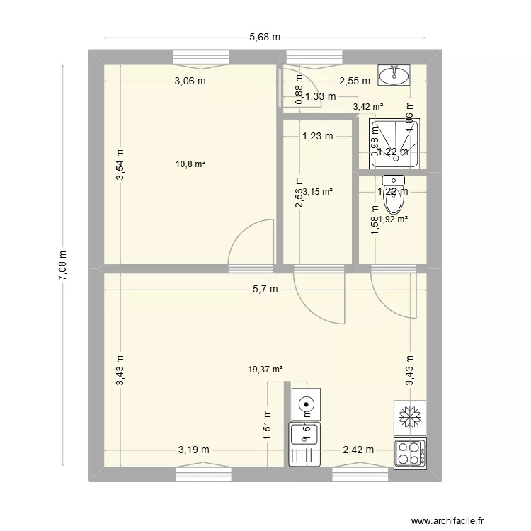 FONT ETAGE1 Trvx. Plan de 5 Pièces et 39 m² FONT ETAGE1 Trvx. Plan de 5 Pièces et 39 m²