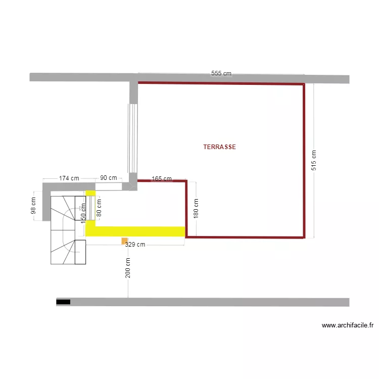 Projet 3 Molenbeek Terrasse &agrave; 200cm 5.11.24. Plan de 