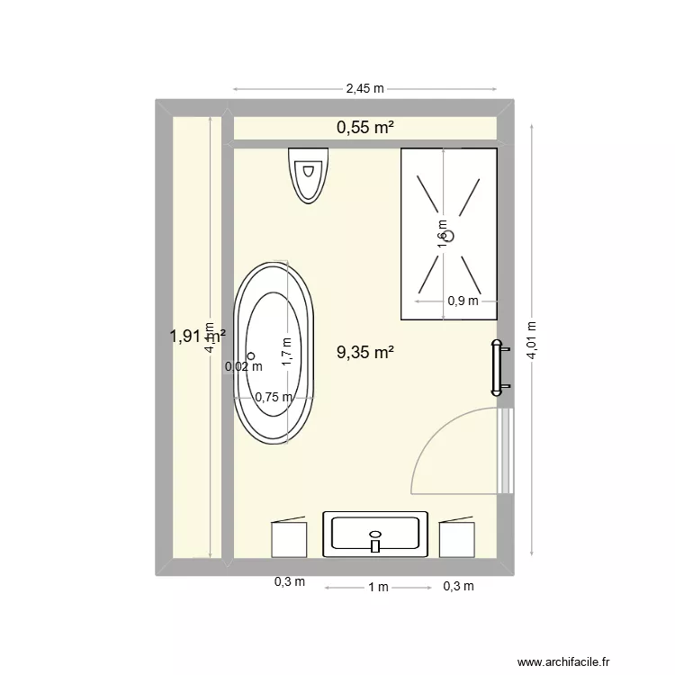 sdb  Rixheim Deco Sial. Plan de 3  et 12 m²