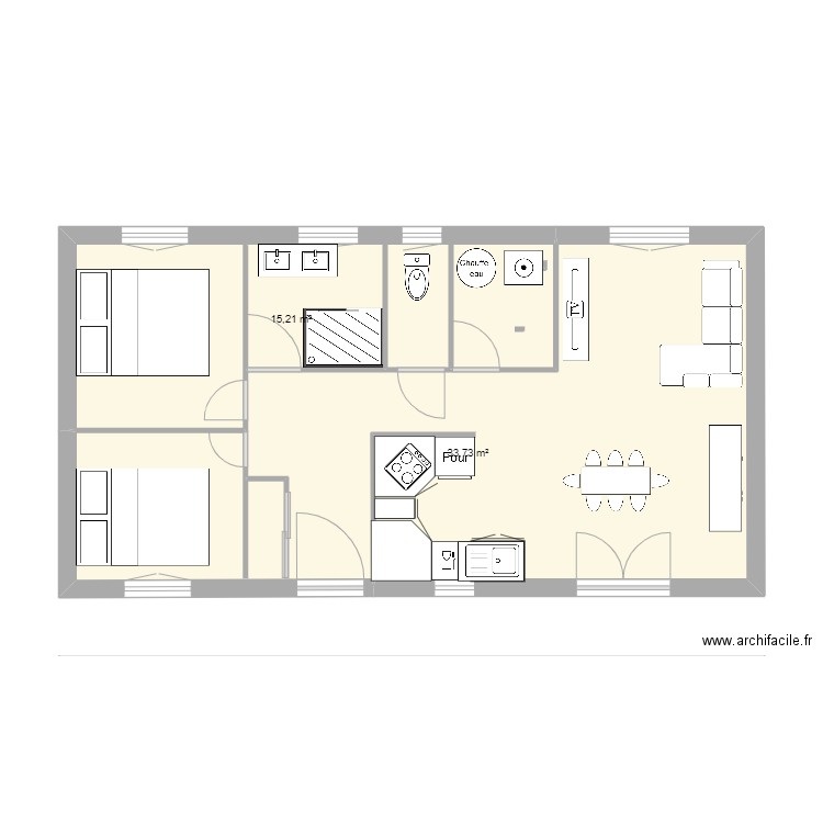 thierry 2. Plan de 2 pièces et 49 m2