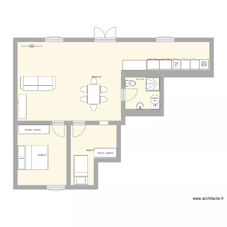 Plateau Anse. Plan de 3  et 72 m²