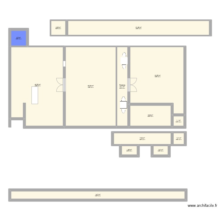 ArenaVR. Plan de 14 pièces et 191 m2