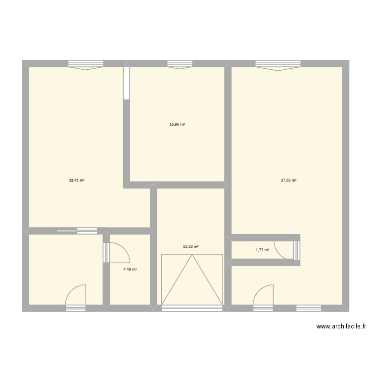 maison*. Plan de 6 pièces et 107 m2