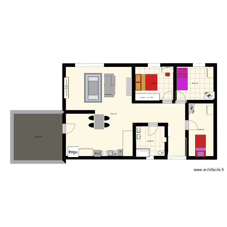 flo. Plan de 6 pièces et 105 m2