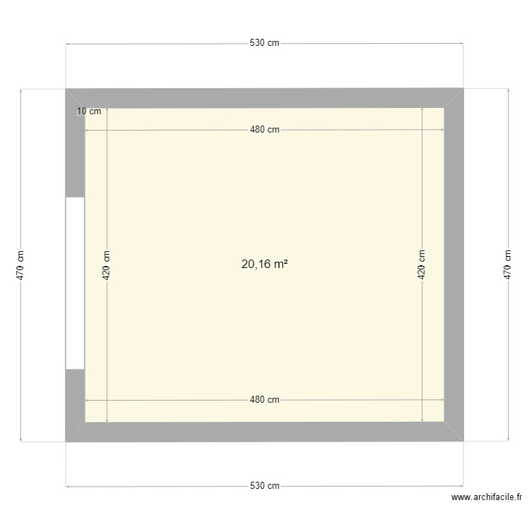 piece vide. Plan de 1 pièce et 20 m2