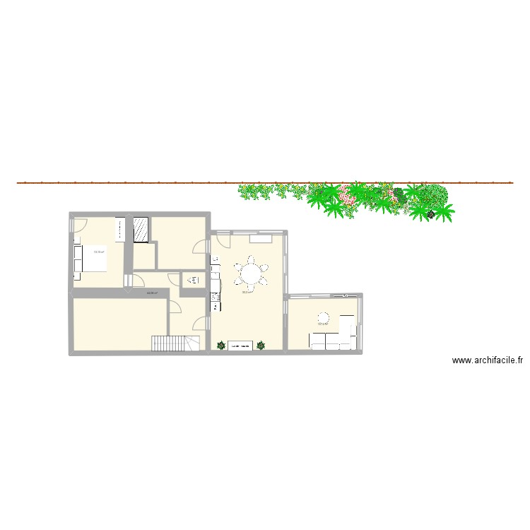 RDC5. Plan de 4 pièces et 101 m2