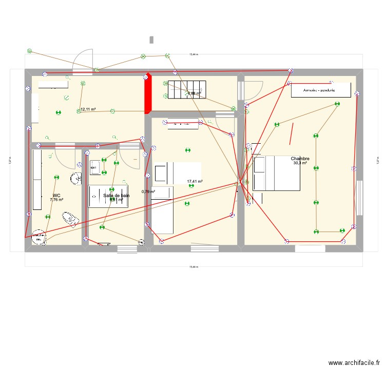 Nanchard 2. Plan de 7 pièces et 82 m2