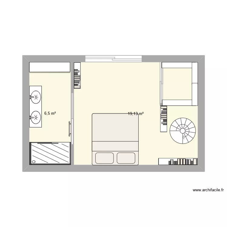etage. Plan de 2 Pièces et 26 m² etage. Plan de 2 Pièces et 26 m²