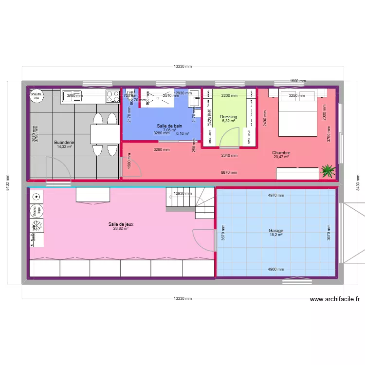 ss sol. Plan de 7  et 167 m²