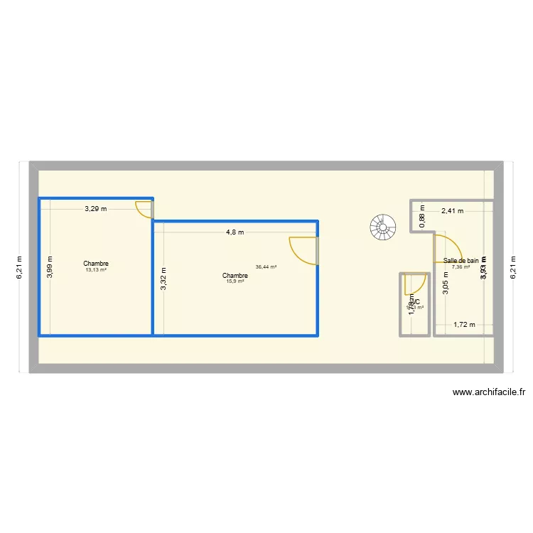 Maison145Etage1. Plan de 5  et 114 m²