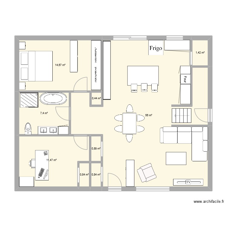 maison 3. Plan de 9 pièces et 94 m2