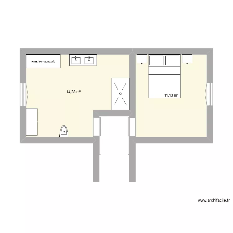 ergo. Plan de 2  et 25 m²