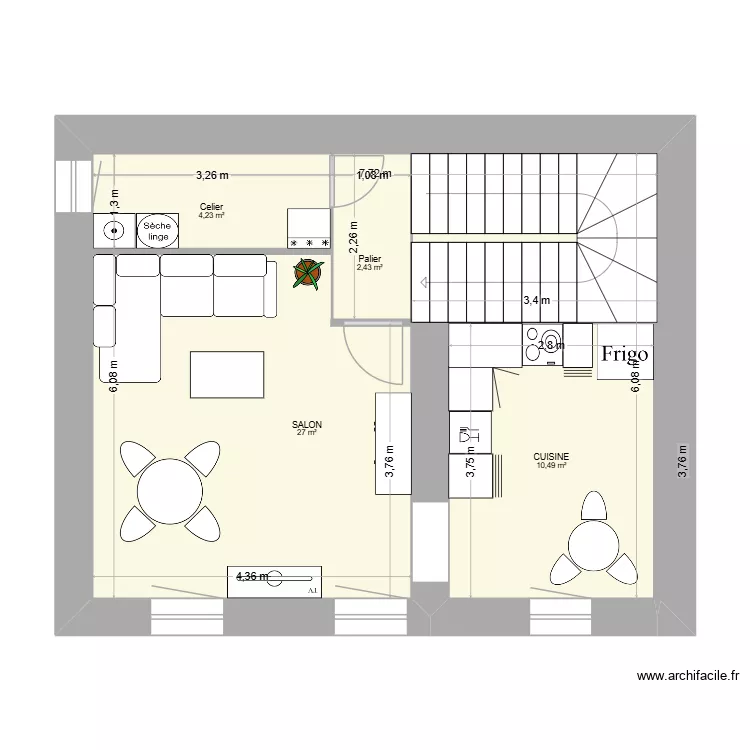 MONTREDON 1er &eacute;tage. Plan de 4  et 51 m²