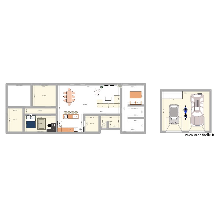 maison chambre parentale 2. Plan de 9 pièces et 166 m2