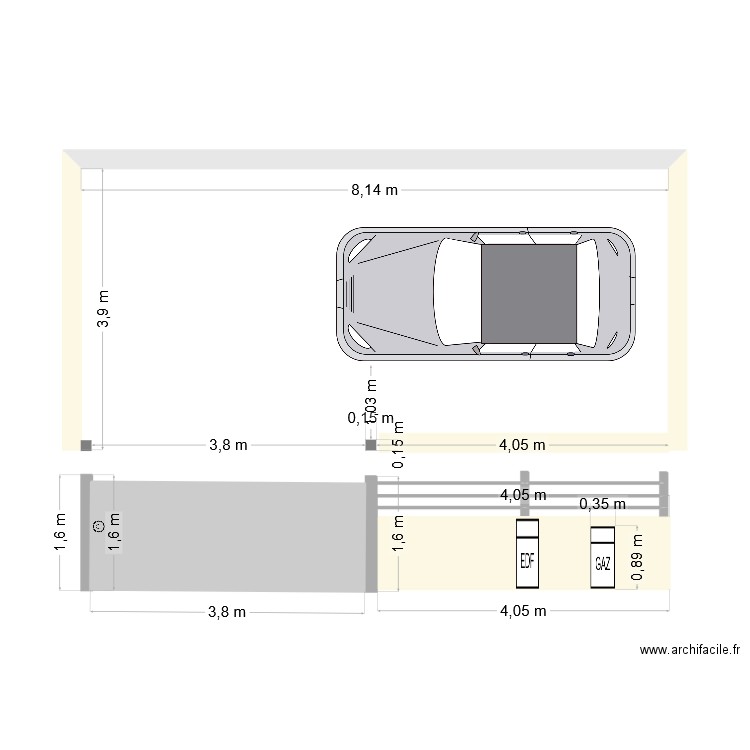 portail. Plan de 2 pièces et 1 m2