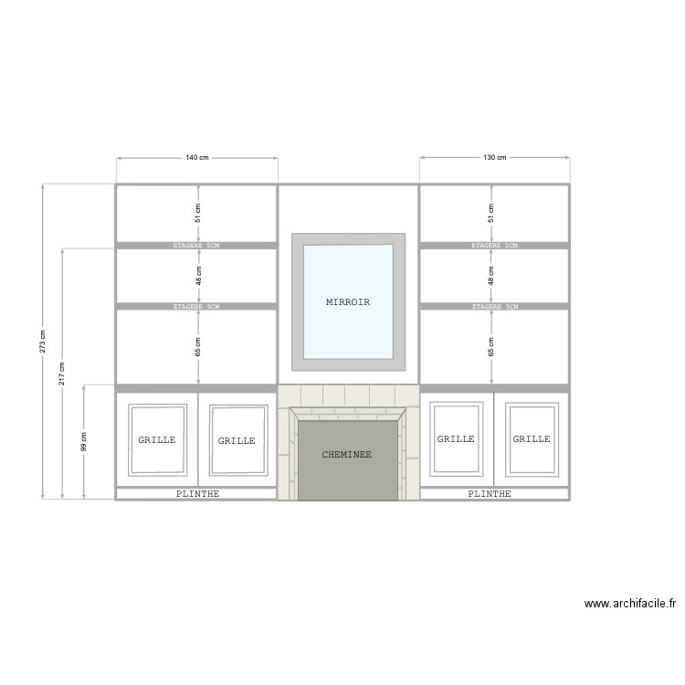 cheminee. Plan de 10 pièces et 7 m2