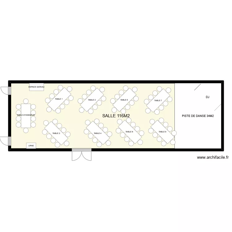 Salle repas. Plan de 