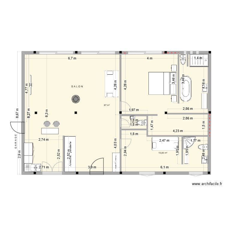 GAMBAIS 7. Plan de 3 pièces et 104 m2