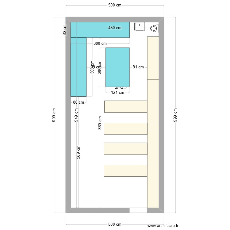 etageres hangar. Plan de 1 pièce et 43 m2