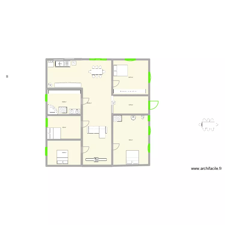 Hangar 1 appart sud. Plan de 7 pièces et 203 m²