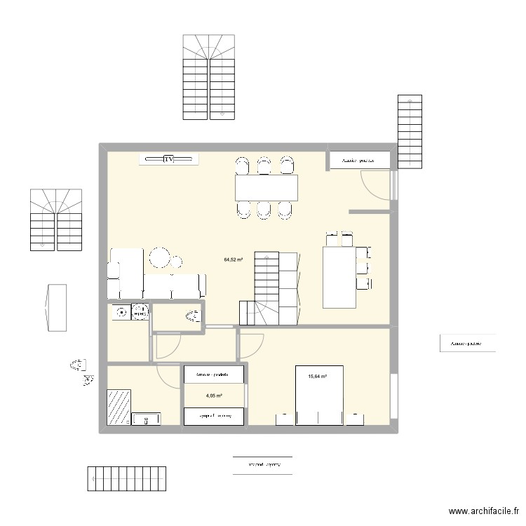APPARTEMENT NIVEAU GRAND DUPLEX 2. Plan de 3 pièces et 84 m2