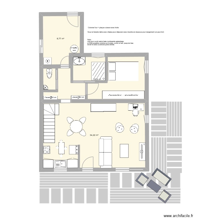 st gildas 5. Plan de 3 pièces et 63 m2