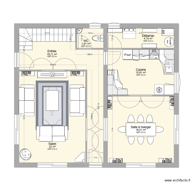 bocfost 1. Plan de 14 pièces et 156 m2
