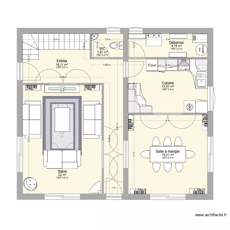 bocfost 1. Plan de 14 pièces et 156 m²