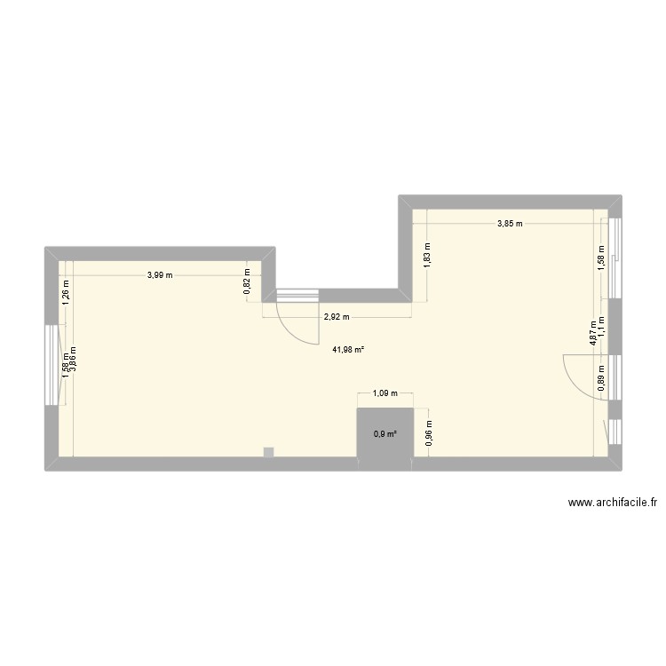 Rénovation RDJ BAILE. Plan de 2 pièces et 43 m2
