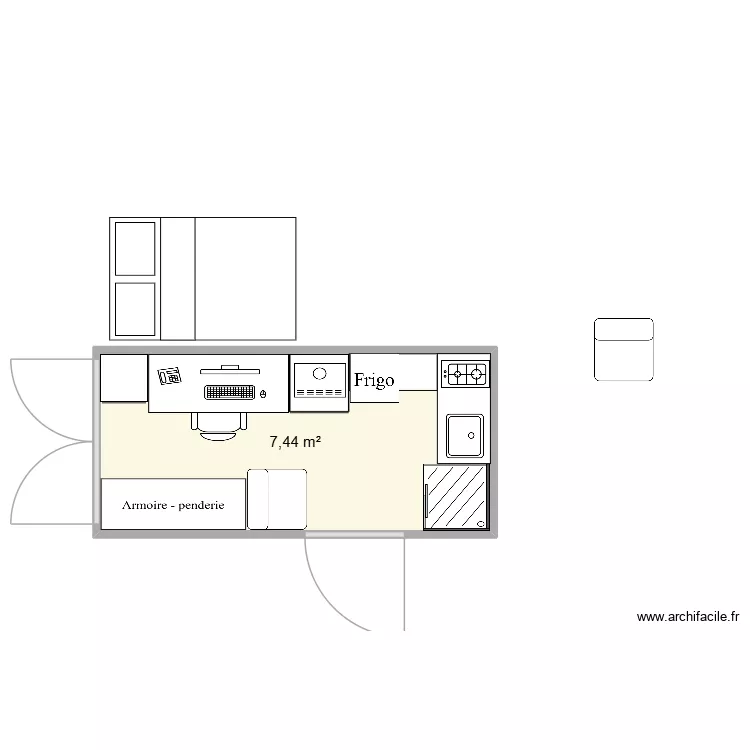camion. Plan de 1  et 7 m²