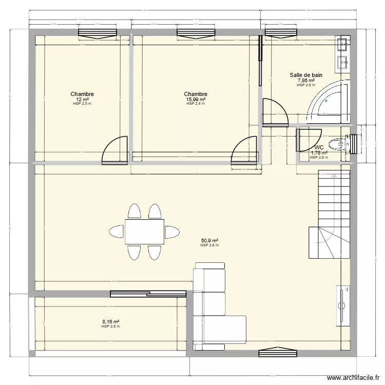 Maison projet 3. Plan de 8  et 167 m²
