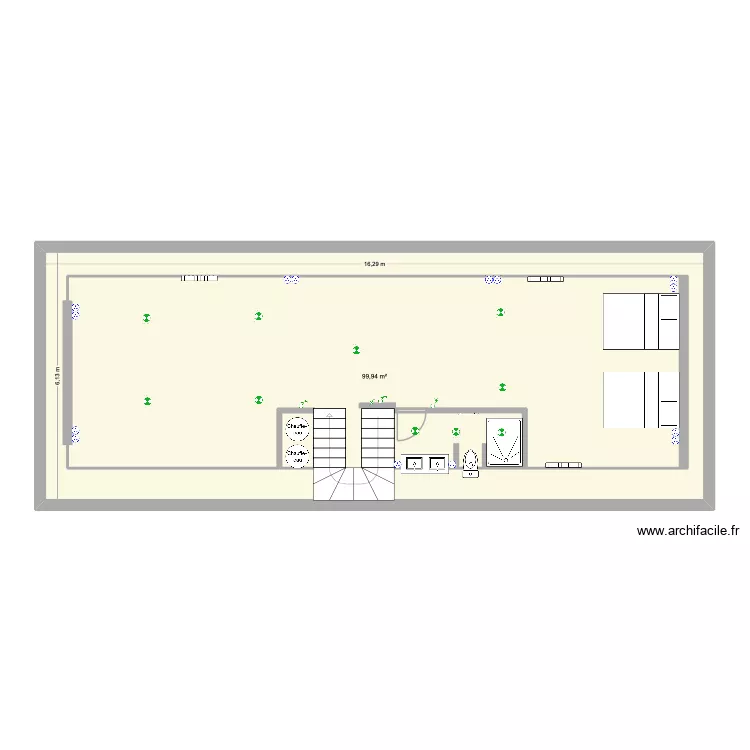 Genis Enfants. Plan de 1  et 100 m²