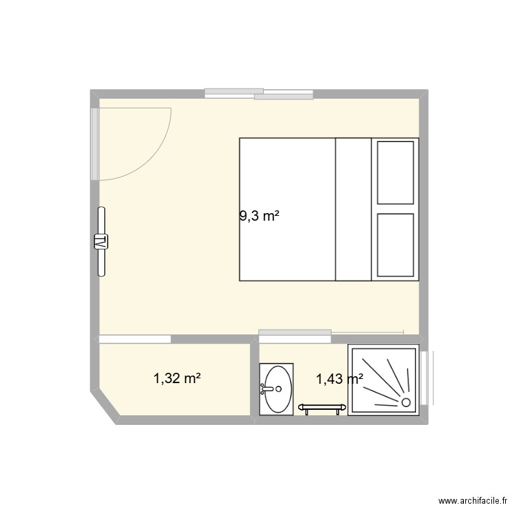 plan chambre parentale. Plan de 3 pièces et 12 m2